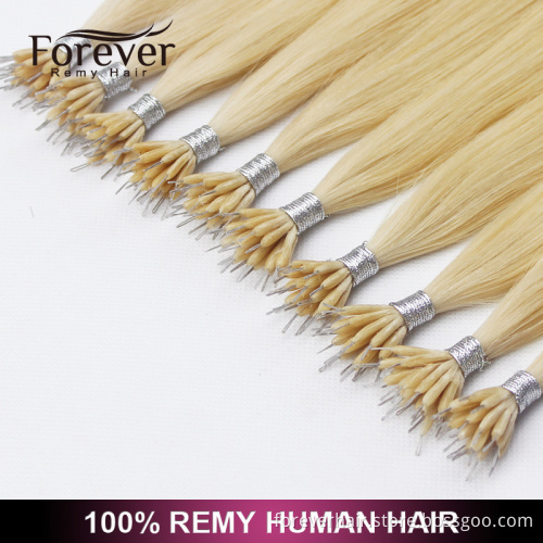2016 Forever new trendy professional christmas hair extension wholesale premium 100 human remy Blonde nano tip hair extensions